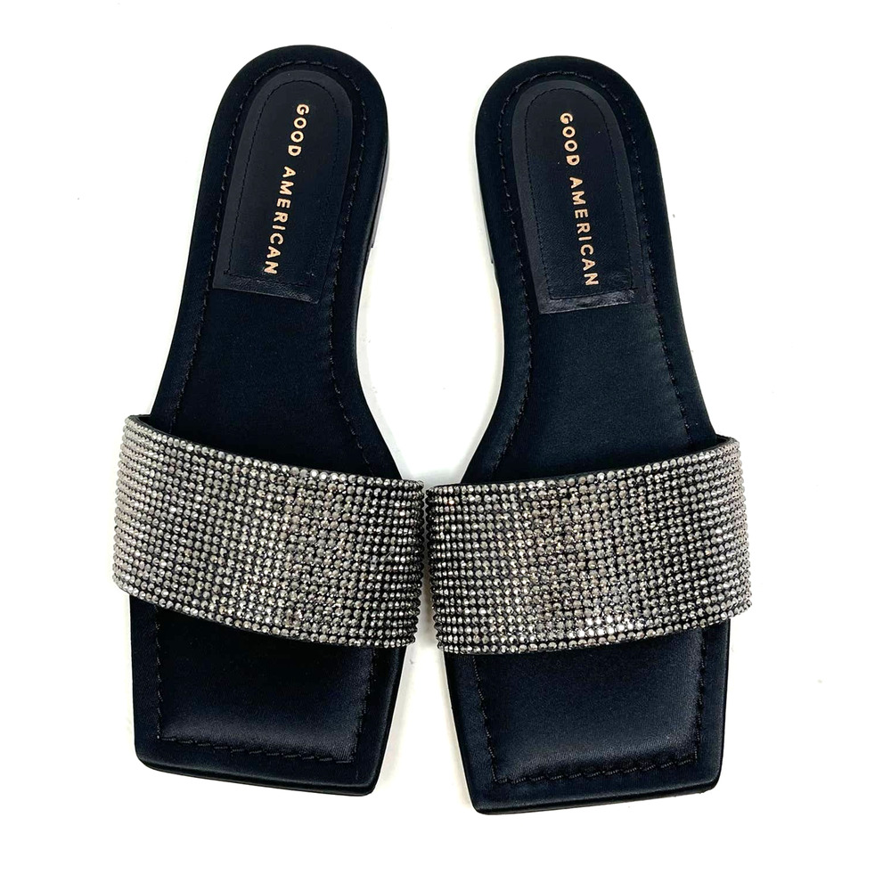Good American‎ Crystal Crush Standout Slide Black Size 8.5 GA126KD-X